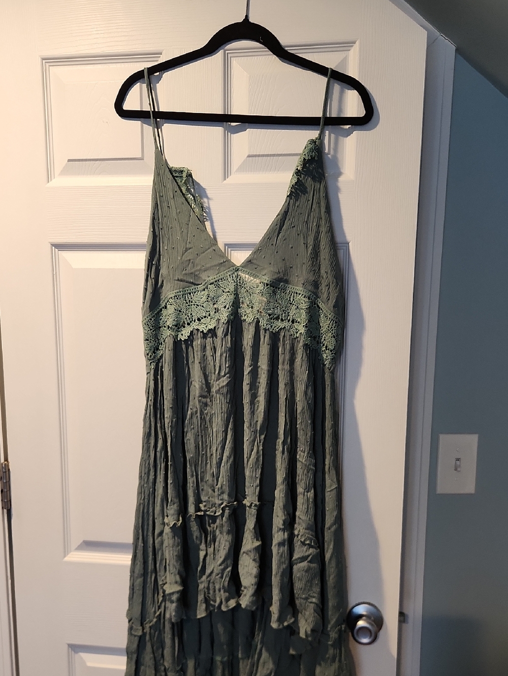 Joyfolie Olive Green High-Low Slip Dress